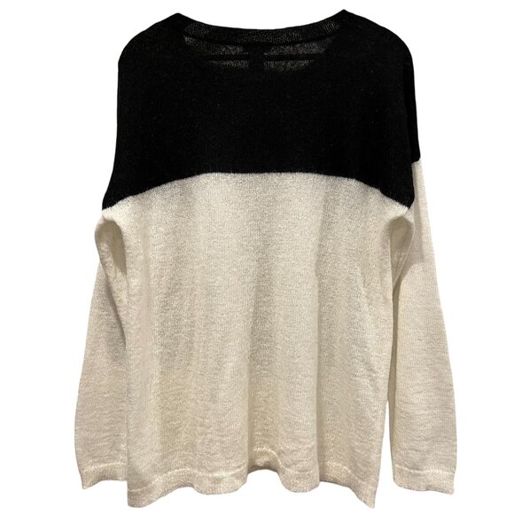 Sundance Let It Snow Lightweight Mohair Crew Sweater, Black Ivory XL - Picture 5 of 8